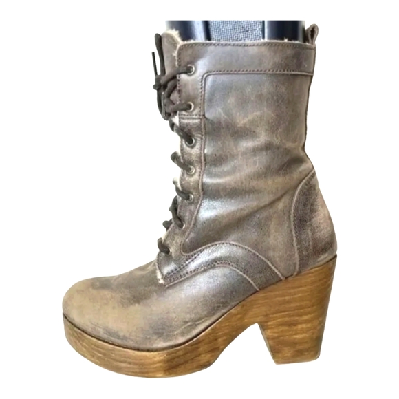 Freebird by Steven 'FIONA' Brown Fur Lined Lace Up Platform Ankle Booties Size 7 - Picture 3 of 8